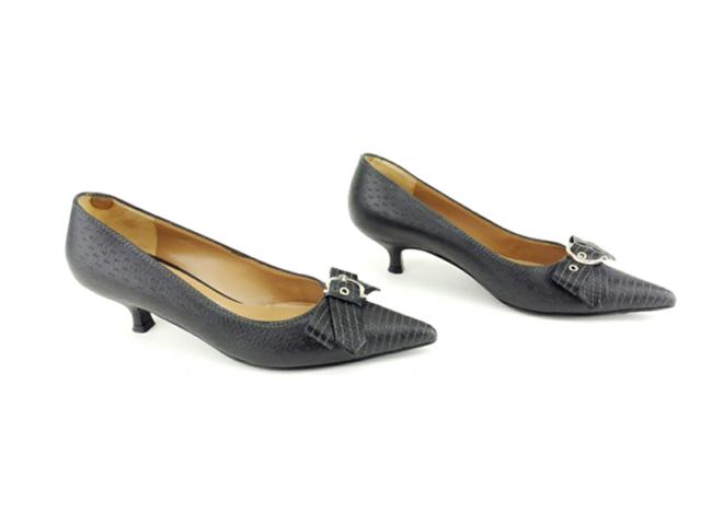 【30％OFF★週末タイムセール】サルヴァトーレフェラガモ Salvatore Ferragamo パンプスリボンモチーフ #5 ブラック レディース 中古_5