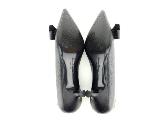 【30％OFF★週末タイムセール】サルヴァトーレフェラガモ Salvatore Ferragamo パンプスリボンモチーフ #5 ブラック レディース 中古_6