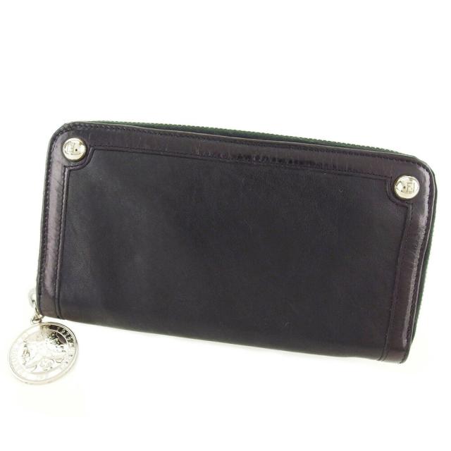 【X'masセール★30%OFF】フェンディ FENDI 長財布モチーフ ブラック シルバー レディース 中古