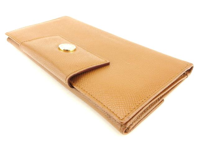 【週末タイムSALE★30%OFF】ブルガリ BVLGARI 長財布ロゴボタン ブラウン ゴールド レディース 中古