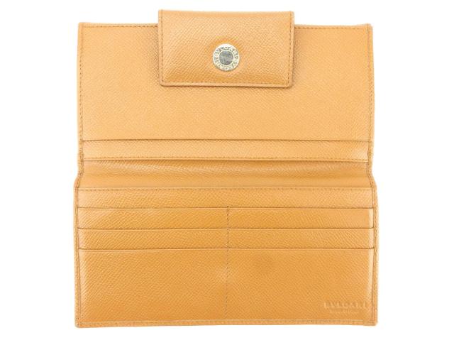 【週末タイムSALE★30%OFF】ブルガリ BVLGARI 長財布ロゴボタン ブラウン ゴールド レディース 中古