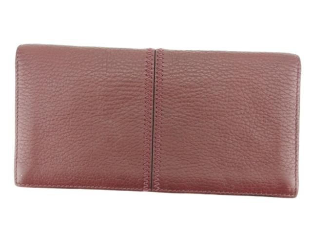 カルティエ CARTIER 長財布サドルステッチ ボルドー シルバー レディース 中古_1