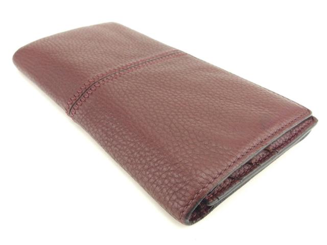 カルティエ CARTIER 長財布サドルステッチ ボルドー シルバー レディース 中古_3