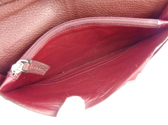 カルティエ CARTIER 長財布サドルステッチ ボルドー シルバー レディース 中古_6