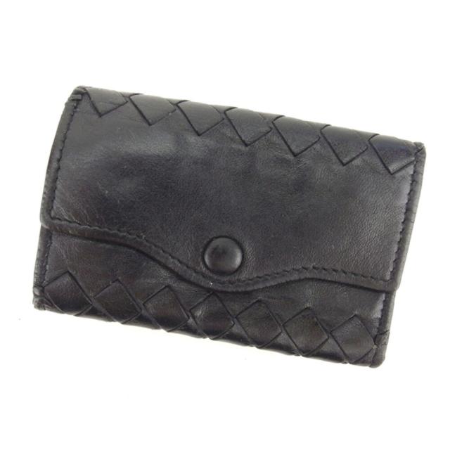 【BIGお買い物ラリー★30%OFFセール中】ボッテガヴェネタ BOTTEGAVENETA キーケースイントレチャート ブラック レディース 中古
