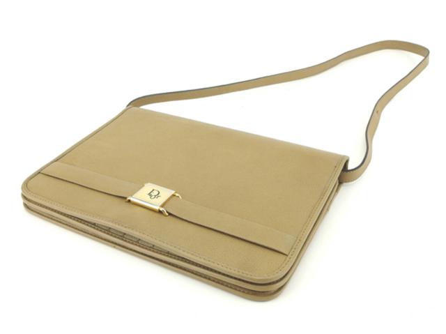 【30％OFF★週末タイムセール】ディオール Dior ショルダーバッグロゴプレート オールドディオール ベージュ ゴールド ブラック レディース 中古_2