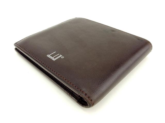ダンヒル Dunhill 二つ折り財布ロゴ ブラウン シルバー レディース 中古_2