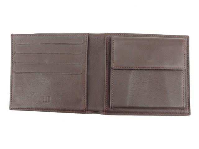 ダンヒル Dunhill 二つ折り財布ロゴ ブラウン シルバー レディース 中古_4