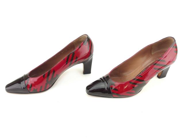 【30％OFF★週末タイムSALE】セルジオロッシ Sergio Rossi パンプス #35 レッド ブラック レディース 中古_4
