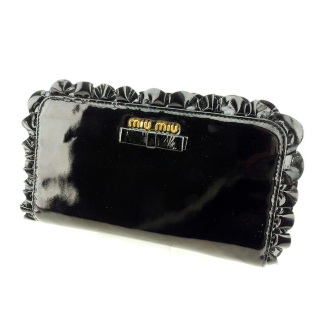 美品✨ ミュウミュウ 長財布 マテラッセ パール クリスタル シルバーロゴ 黒 MIUMIUパールクリスタル♪MIU長財布♪マトラッセ ペールピンク (MiuMiu