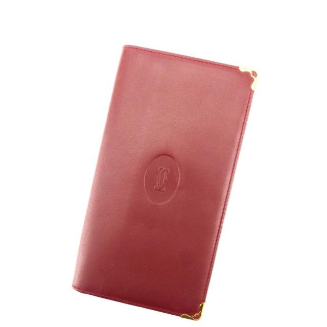 【X'masセール★30%OFF】カルティエ CARTIER 札入れマストライン ボルドー ゴールド レディース 中古