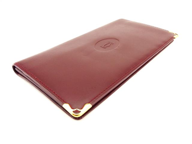 美品】Cartier 三つ折り財布 マストライン ゴールド金具