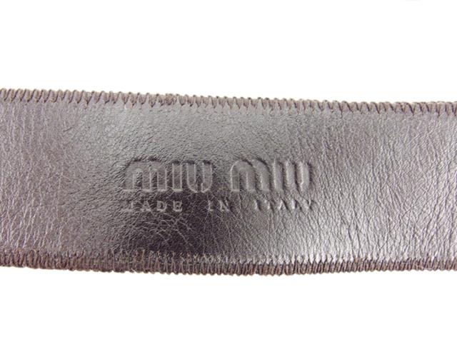 ミュウミュウ MIUMIU ベルト パイソン型押し ゴールド ブラウン