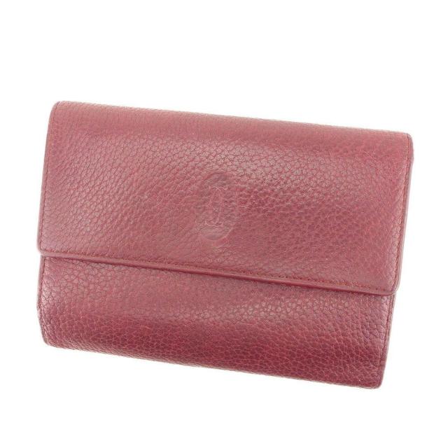 【BIGお買い物ラリー★30%OFFセール中】カルティエ CARTIER 三つ折り財布マストライン ボルドー レディース 中古