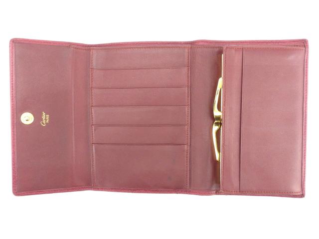 カルティエ CARTIER 二つ折り財布マストライン ボルドー レディース 中古_4