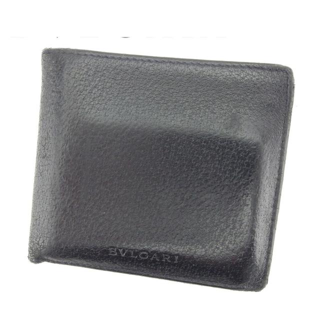 【BIGお買い物ラリー★30%OFFセール中】ブルガリ BVLGARI 二つ折り財布ロゴ ブラック レディース 中古