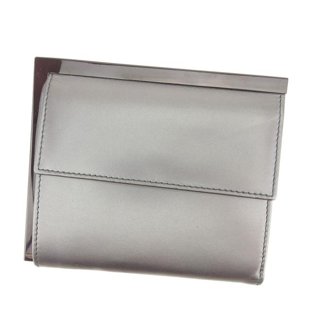 【BIGお買い物ラリー★30%OFFセール中】グッチ GUCCI 三つ折り財布 シルバー レディース 中古