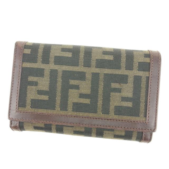 【BIGお買い物ラリー★30%OFFセール中】フェンディ FENDI 二つ折り財布ズッカ ブラウン ベージュ ブラック レディース 中古