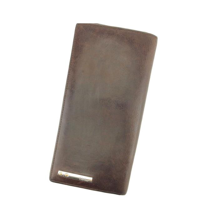 【X'masセール★30%OFF】カルティエ CARTIER 長財布サントス ブラウン レディース 中古