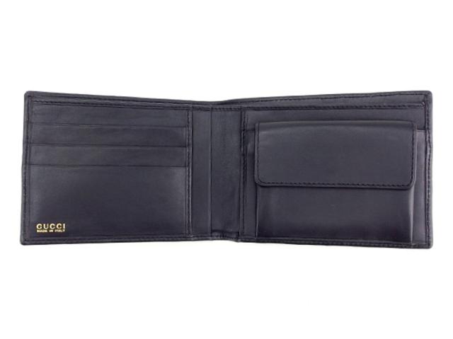 グッチ GUCCI 二つ折り財布 ブラック レディース 中古_4