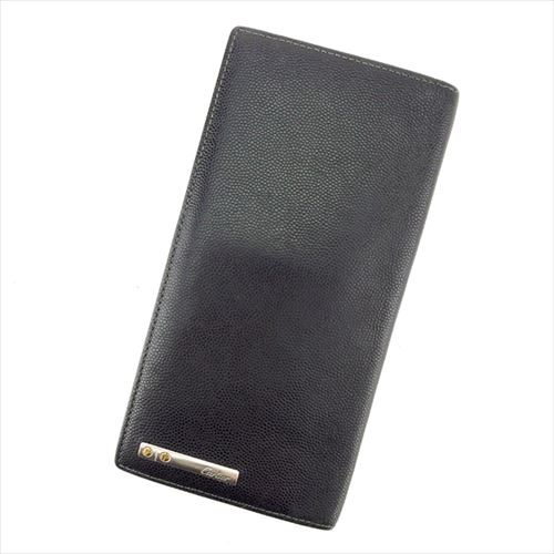 【X'masセール★30%OFF】カルティエ CARTIER 札入れサントス ブラック シルバー ゴールド レディース 中古