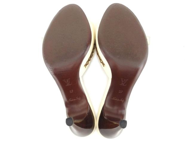 【週末セール★30％OFF】ルイ・ヴィトン LOUIS VUITTON サンダル #37サイズ ベージュ ゴールド レディース 中古_5