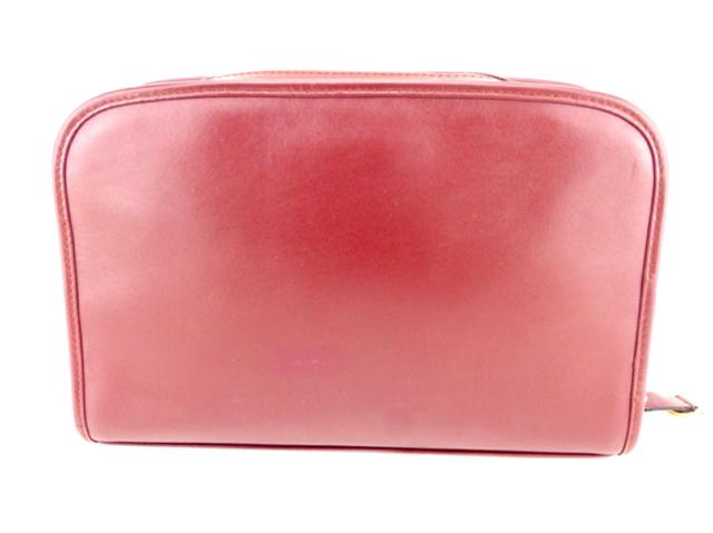 【30％OFF★土日ひと休み大売り出し】カルティエ CARTIER クラッチバッグマストライン ボルドーワイン ゴールド系 レディース 中古