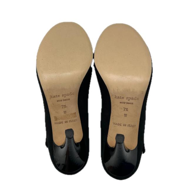 【30％OFF★週末タイムSALE】ケイトスペード Kate Spade パンプスドット柄モチーフ ♯7ハーフ オープントゥ ブラック ホワイト 白 ゴールド レディース 中古
