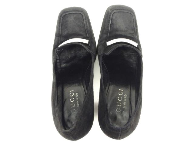 グッチ GUCCI パンプス ロゴプレート ♯35ハーフC チャンキーヒール
