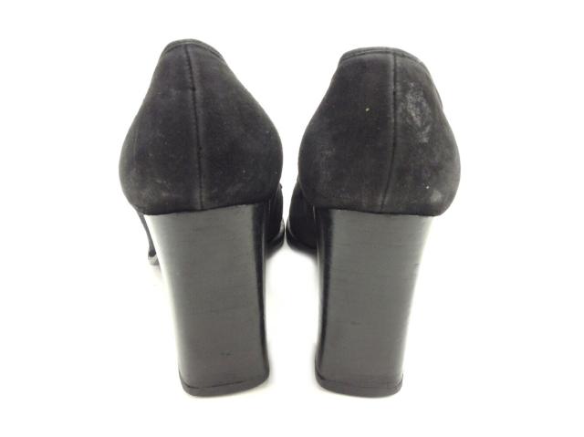 【BIGお買い物ラリー★30%OFFセール中】グッチ GUCCI パンプスロゴプレート ♯35ハーフC チャンキーヒール ブラック シルバー レディース 中古 グッチ GUCCI パンプス ロゴプレート ♯35ハーフC チャンキーヒール