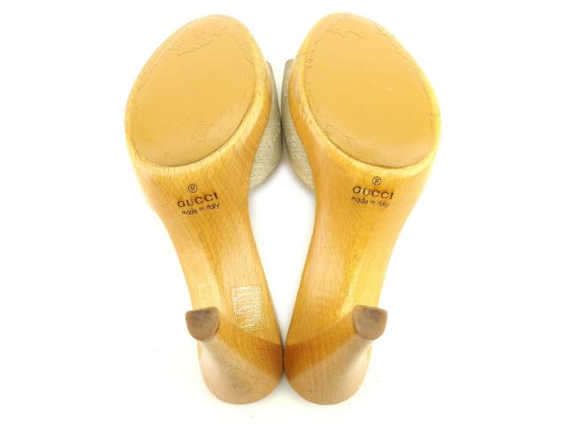 グッチ GUCCI ミュールGGキャンバス ♯35ハーフC サンダル ベージュ レディース 中古_5