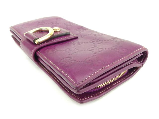 【ウィンターSALE★30%OFF】グッチ GUCCI 長財布グッチシマ パープル ゴールド レディース 中古