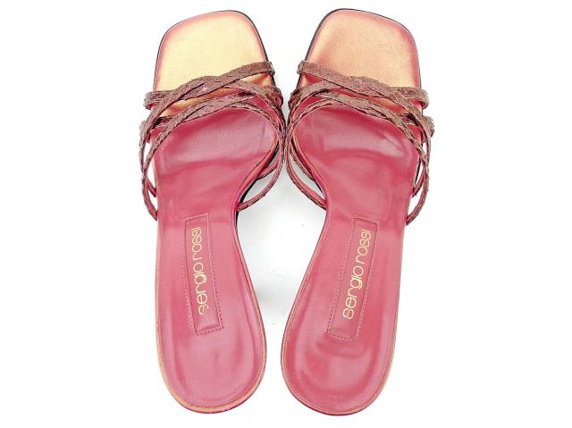 Sergio Rossi セルジオロッシ レザーピンク サンダル セルジオロッシ サンダル ビジュー ピンク レディース サイズ38 Sergio