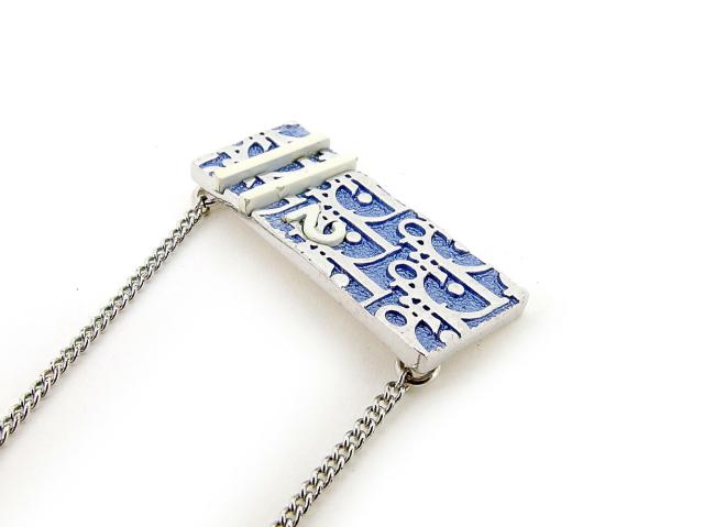 Christian Dior ブルー ロゴ プレート ネックレス ディオール Dior