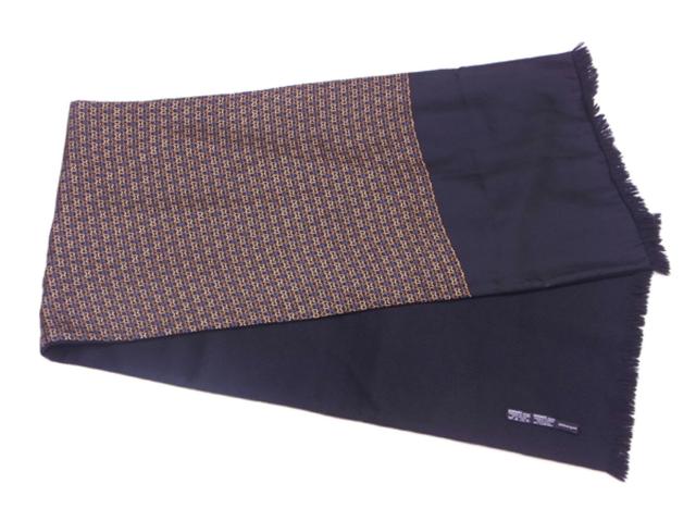 【30％OFF★週末タイムSALE】エルメス HERMES マフラープリント リバーシブル ブラック ベージュ グレー 灰色 レディース 中古_3