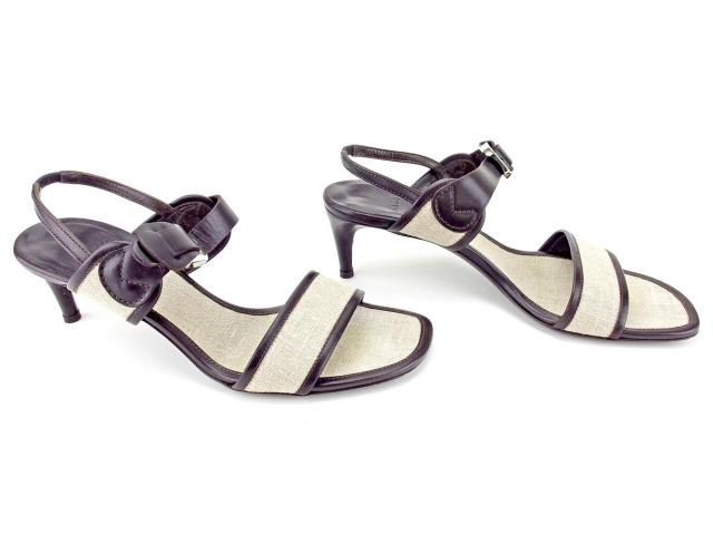 【週末セール★30％OFF】バリー BALLY サンダルダブルバンド ♯36EU スリングバック ベージュ×ブラウン×シルバー レディース 中古_4