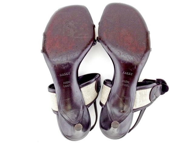 【週末セール★30％OFF】バリー BALLY サンダルダブルバンド ♯36EU スリングバック ベージュ×ブラウン×シルバー レディース 中古_5
