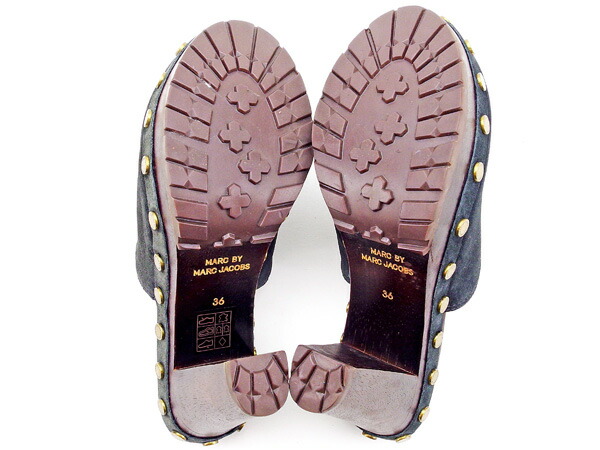 【週末セール★30％OFF】マークバイマークジェイコブス MARC BY MARC JACOBS サンダルサボ フリル ♯36 チャンキーヒール ブラック×ブラウン×アンティークゴールド レディース 中古_5