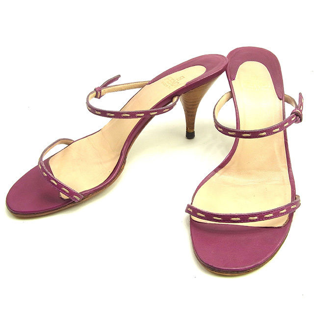 【BIGお買い物ラリー★30%OFFセール中】フェンディ FENDI サンダル パープル×ベージュ レディース 中古