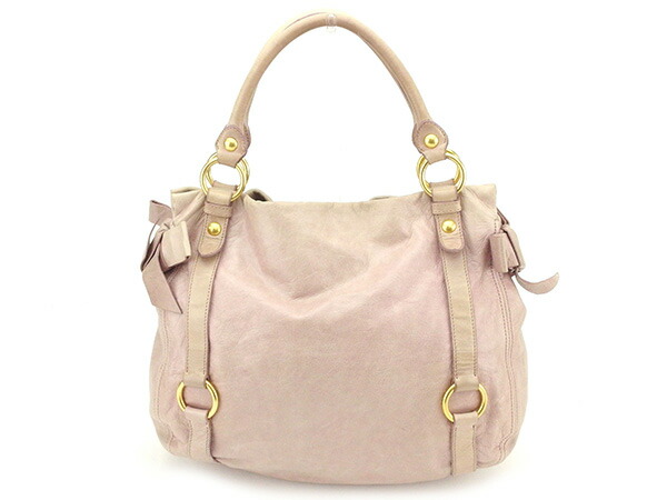 ミュウミュウ MIUMIU ハンドバッグリボンモチーフ ピンク レディース 中古_1