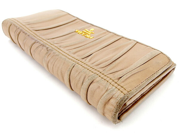 PRADA プラダ 1M1132 サフィアーノ 長財布 ベージュ系 ゴールド金具
