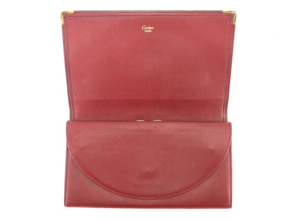 カルティエ CARTIER 長財布マストライン ボルドー×ゴールド レディース 中古_4