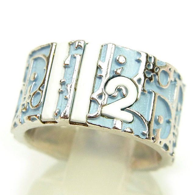 【30％OFF★週末タイムセール】ディオール Dior リング・指輪トロッター ♯11.5〜12号 シルバー×ブルー×ホワイト レディース 中古