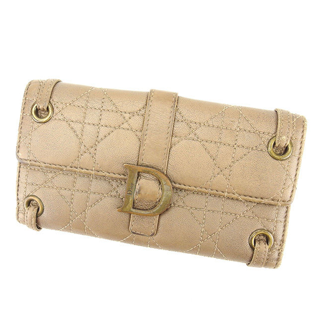 【BIGお買い物ラリー★30%OFFセール中】ディオール Dior 長財布レディディオール ブロンズ×アンティークゴールド レディース 中古