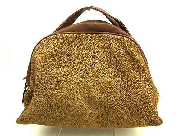 【30％OFF★週末タイムセール】ボルボネーゼ BORBONESE ハンドバッグうずら柄 ブラウン×ベージュ レディース 中古_1