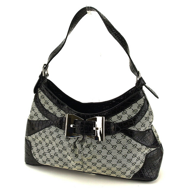 【BIGお買い物ラリー★30%OFFセール中】アンドバイピーアンドディ & by P&D ショルダーバッグ＆マーク柄 ブラック×シルバー系 レディース 中古