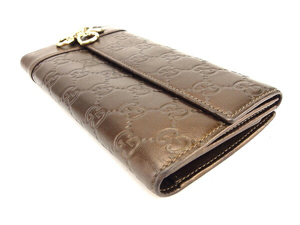 【30％OFF★週末タイムSALE】グッチ GUCCI 長財布グッチシマ ハートチャーム付き メタリックブラウン×ゴールド レディース 中古_2