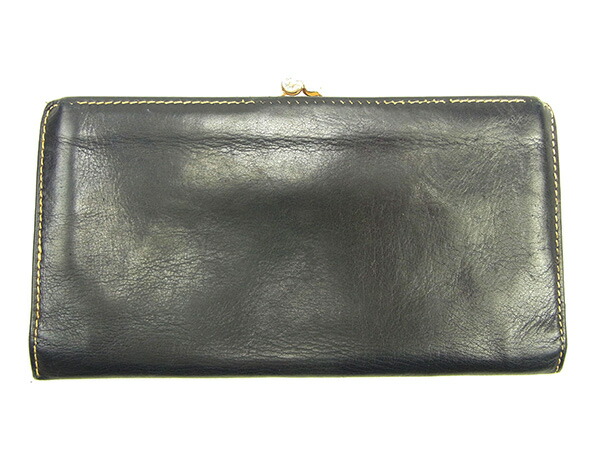 セリーヌ CELINE 二つ折り財布 ブラック×ブラウン レディース 中古