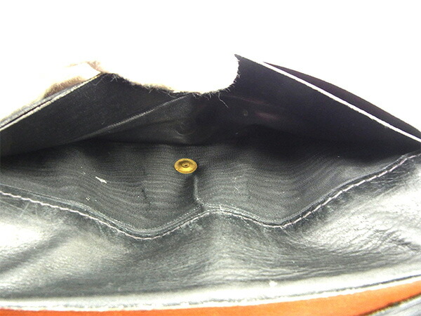 セリーヌ CELINE 二つ折り財布 ブラック×ブラウン レディース 中古