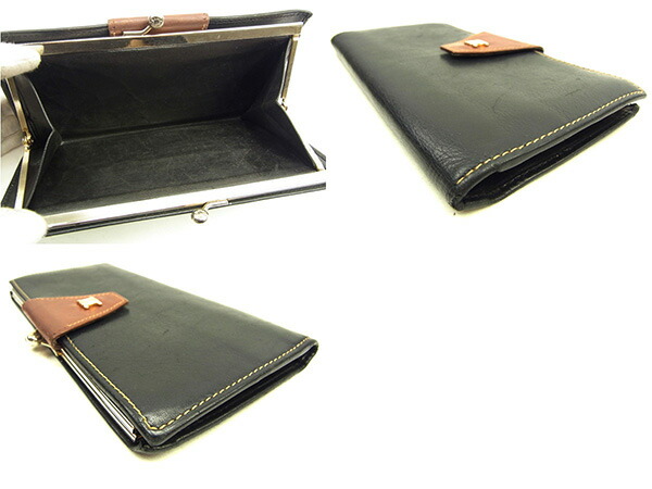 CELINE 二つ折り財布 ブラック ブラウン セリーヌ CELINE 二つ折り財布 ブラック×ブラウン レディース 中古